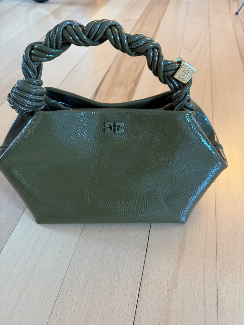 Ganni bou bag Olive Green Bag with Twisted Handle